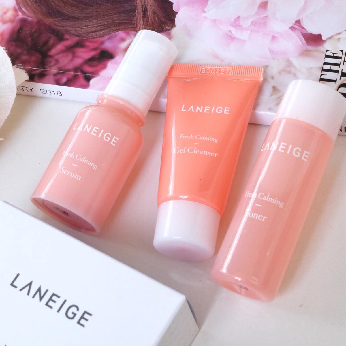 Laneige fresh calming trial kit (3 items) เซ็ตผลิตภัณฑ์เพื่อการบำรุงผิวในยามเช้า ปลุกผิวให้สดชื่น ปรับสมดุลผิว ปลอบประโลม ปลุกผิวที่อ่อนแอให้กลับมาแข็งแรง