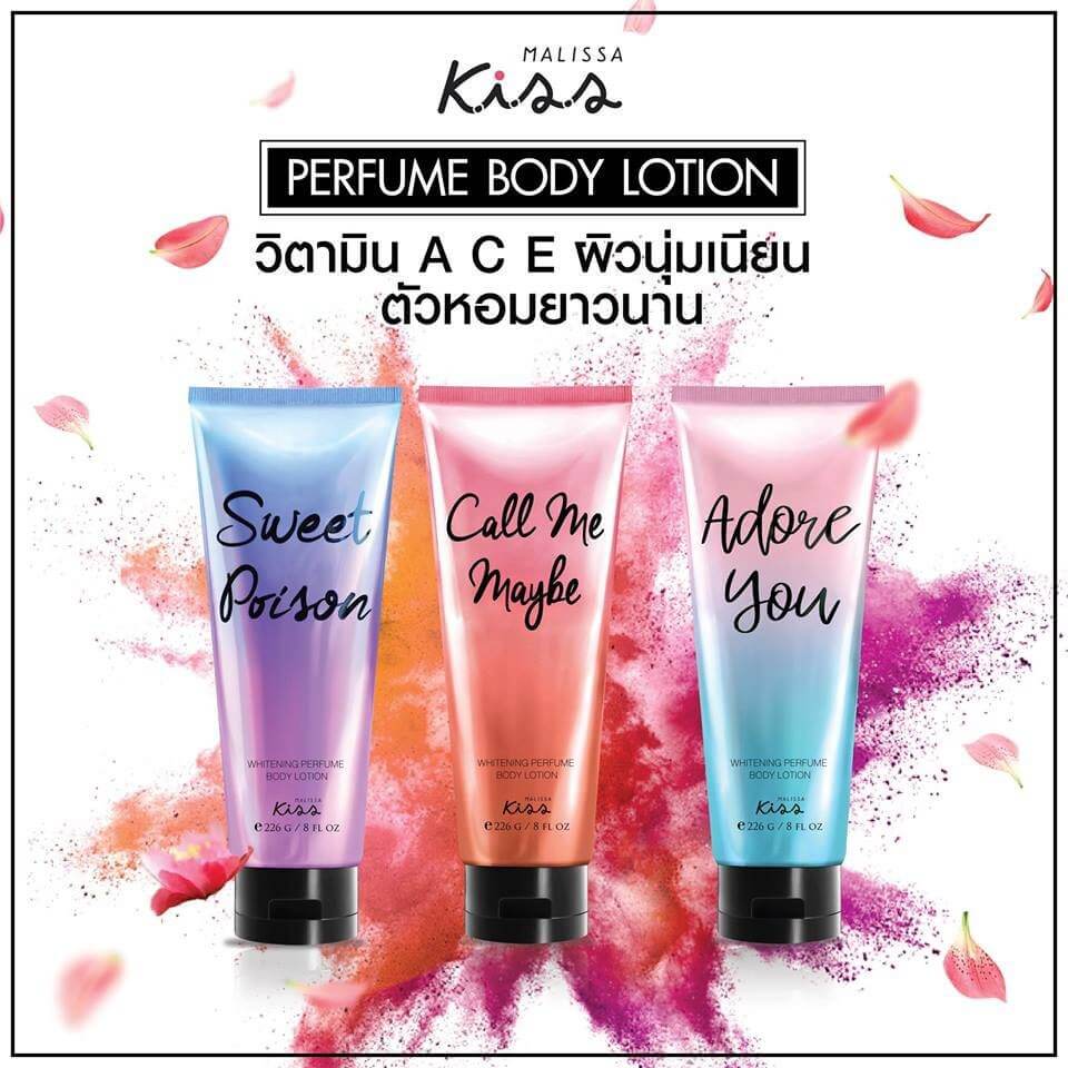 Malissa kiss Body Lotion,Malissa kiss Body Lotion 226ml (Adore You) ,Adore You,โลชั่นน้ำหอม ,โลชั่นน้ำหอม Malissa kiss,Malissa kiss Body Lotionราคา,Malissa kiss Body Lotionรีวิว